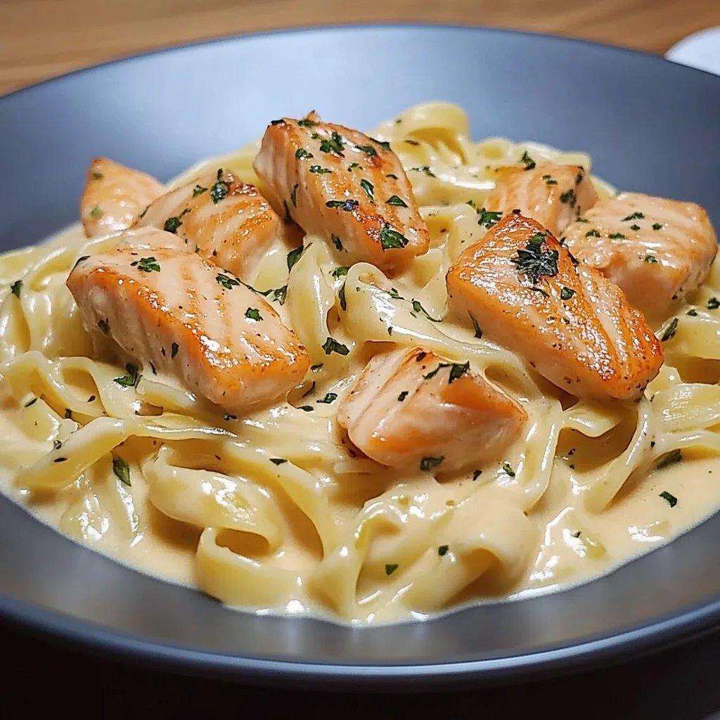 Pasta mit Lachs und Sahnesoße