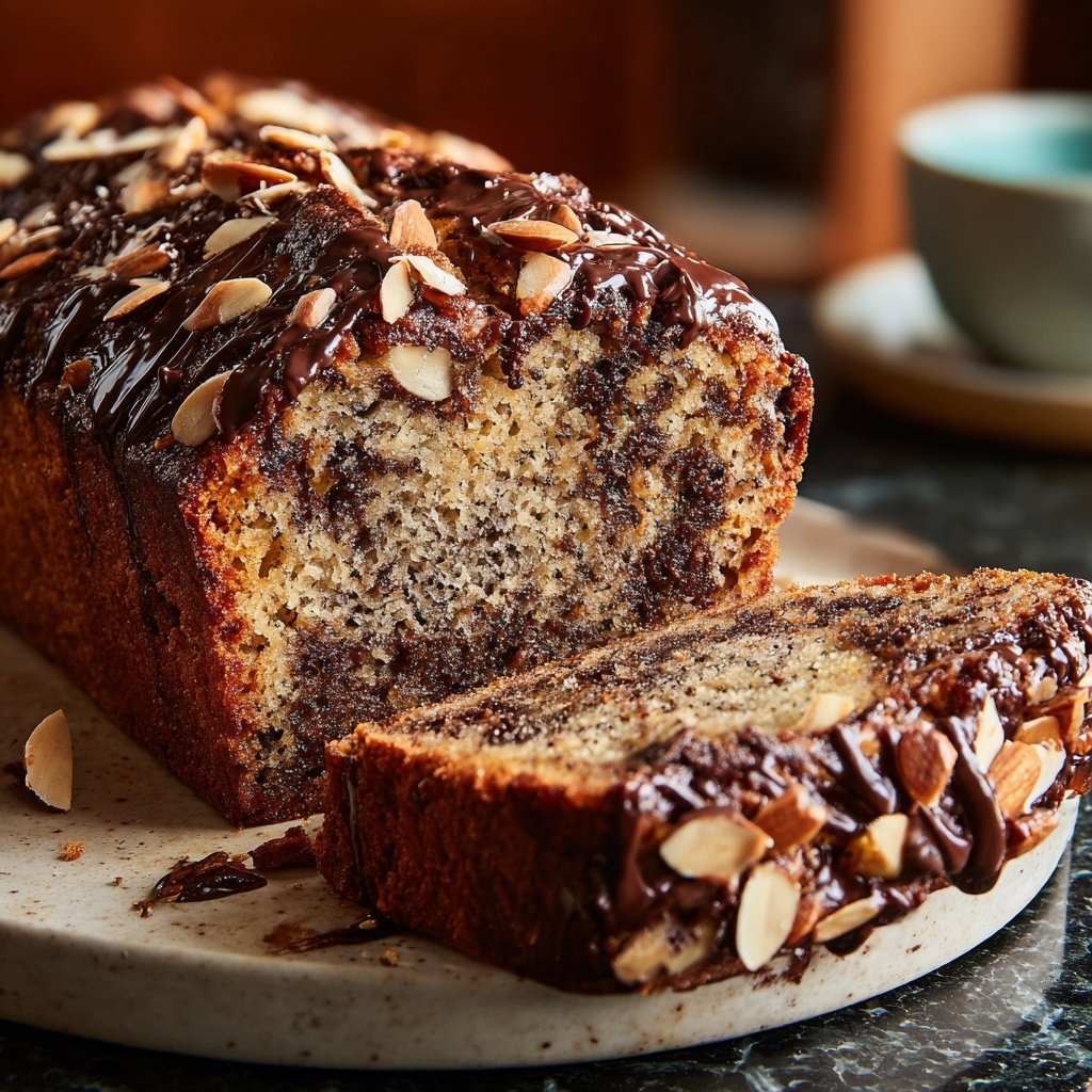 Bananenbrot mit Zartbitterschokolade und Mandeln