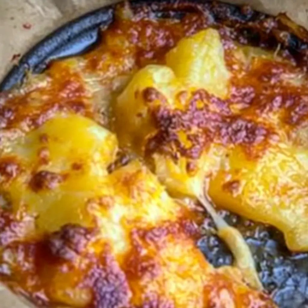 Gekochte Kartoffeln mit Käse im Ofen