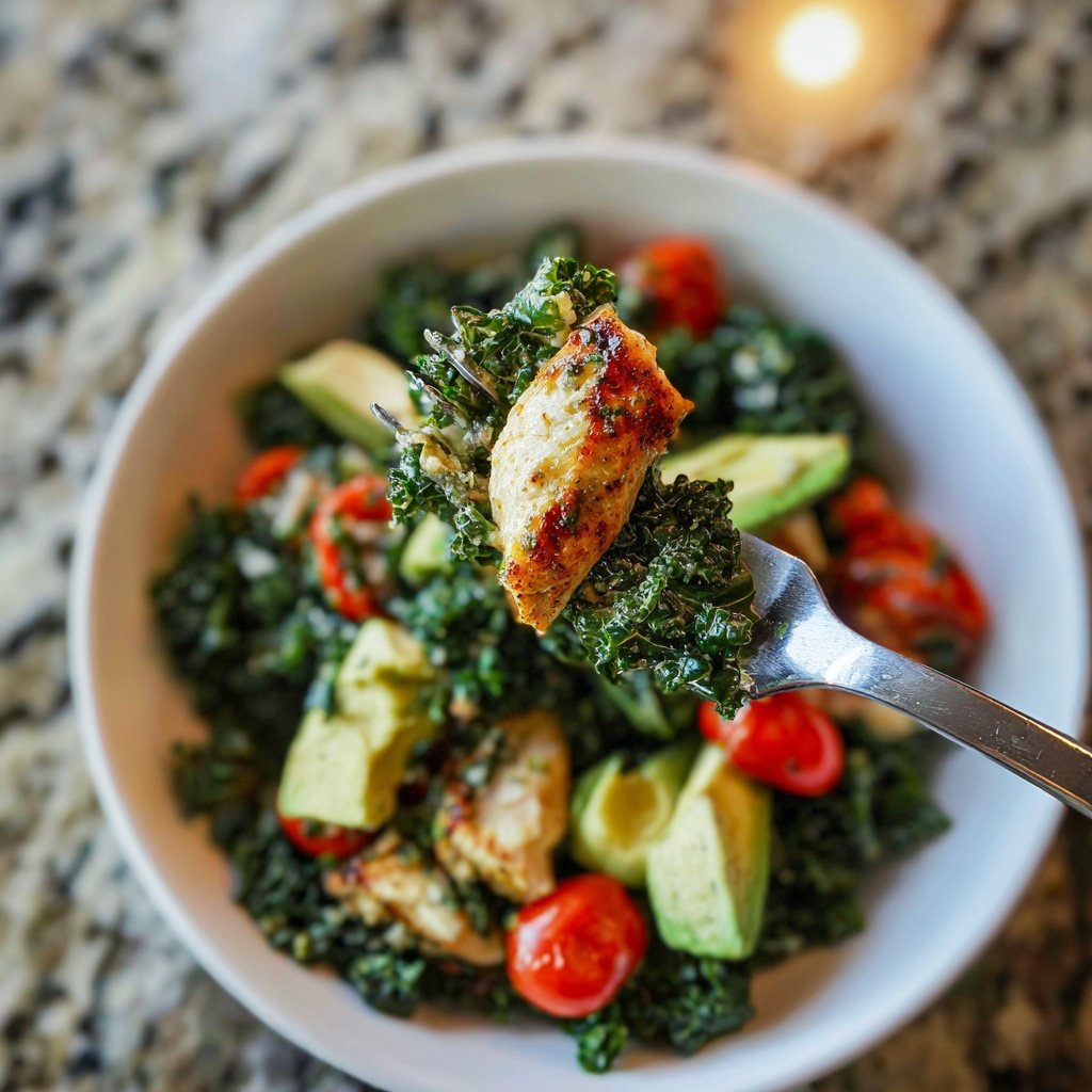 Gesunder Grünkohl-Hühnchensalat