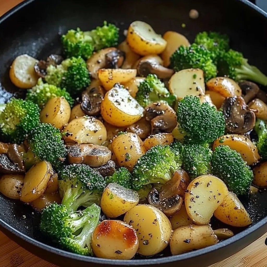 Brokkoli Kartoffel Pfanne mit Pilzen