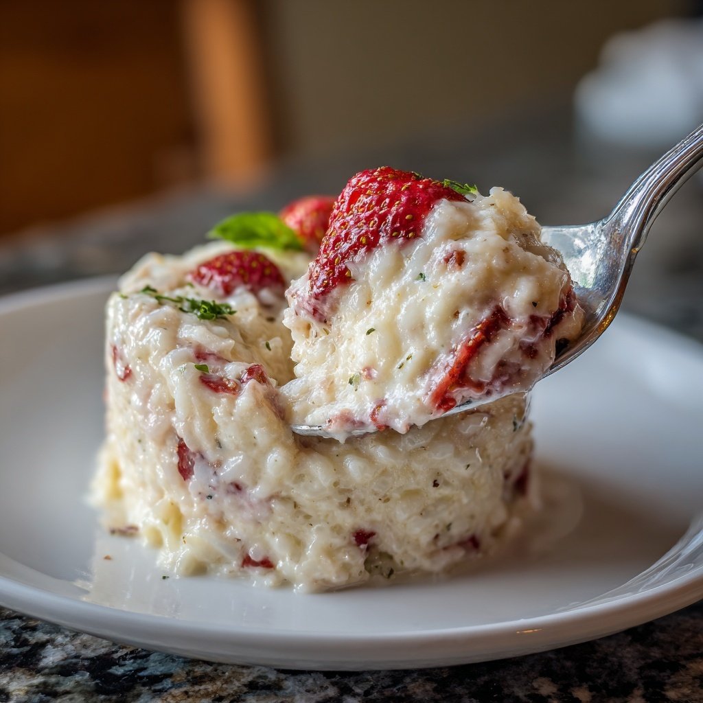 Cremiges Valentinsrisotto mit Erdbeernote