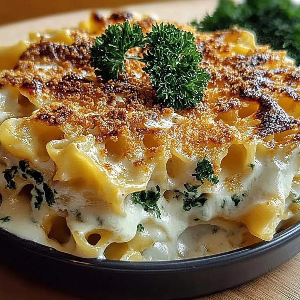 Köstlicher Parmesan Hähnchen-Nudeln Auflauf