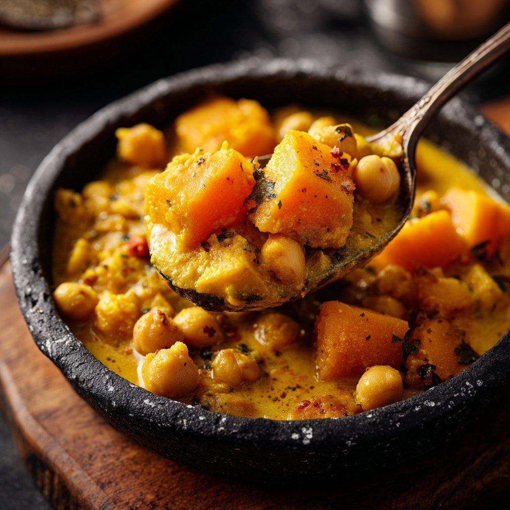 Curry mit Kürbis und Kichererbsen